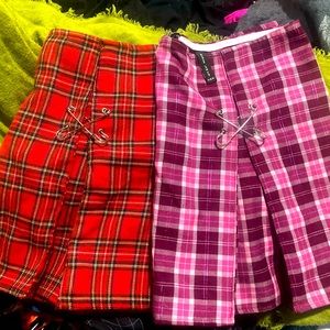 Bundle of 2 Superlowfat sexy plaid schoolgirl mini skirts
